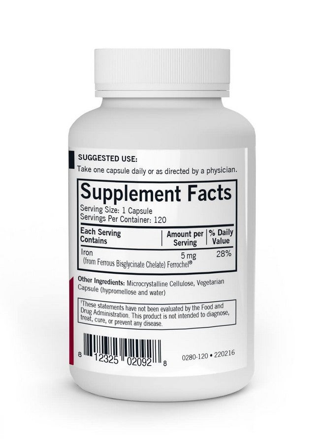 Kirkman - Iron Ferrochel 5mg - 120 Capsules - Aids Hemoglobin & Myoglobin Production - Supports Red Blood Cells Formation - Hypoallergenic - Image 2