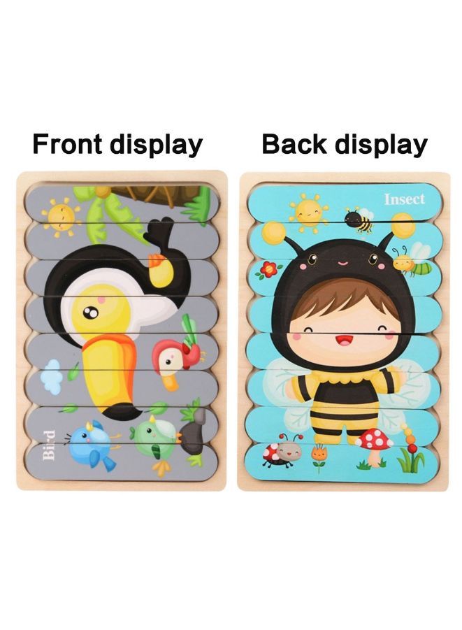 لعبة خشبية ثلاثية الأبعاد على الوجهين ، ألغاز بار الصور المقطوعة للأطفال ، قصة إبداعية متراصة ، أحجية متطابقة ، ألعاب تعليمية مبكرة - Image 2
