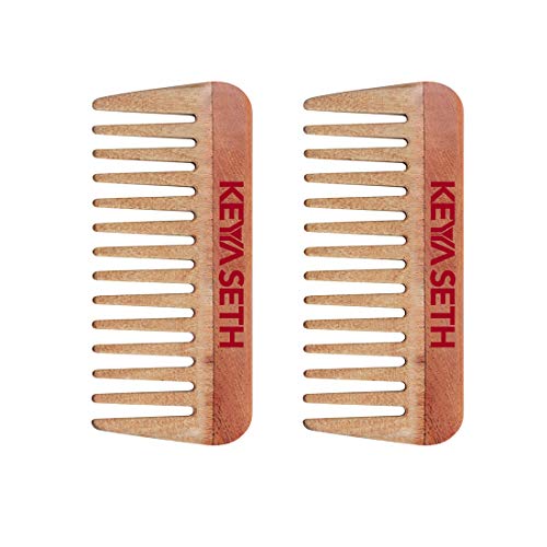 KEYA SETH AROMATHERAPY, DEVICE OF DROP Keya Seth Aromatherapy, Neem Wooden Comb Wide Tooth for Hair Growth for Men & Women All Purpose Small Size. (Pack of 2) - Image 1