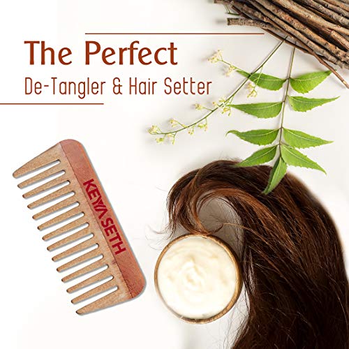 KEYA SETH AROMATHERAPY, DEVICE OF DROP Keya Seth Aromatherapy, Neem Wooden Comb Wide Tooth for Hair Growth for Men & Women All Purpose Small Size. (Pack of 2) - Image 3