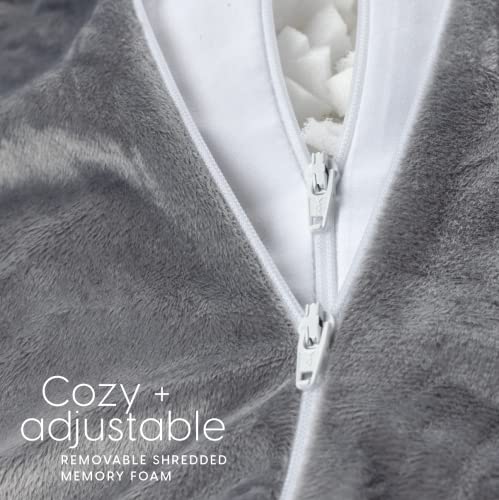 Milliard Reading Pillow with Arms, Grey, Shredded Memory Foam Back Pillow for Bed Sitting Up - Sit Up Backrest Support for Reading & Rest Bed - Washable Cover, Adjustable Comfort, CertiPUR Certified - Image 5