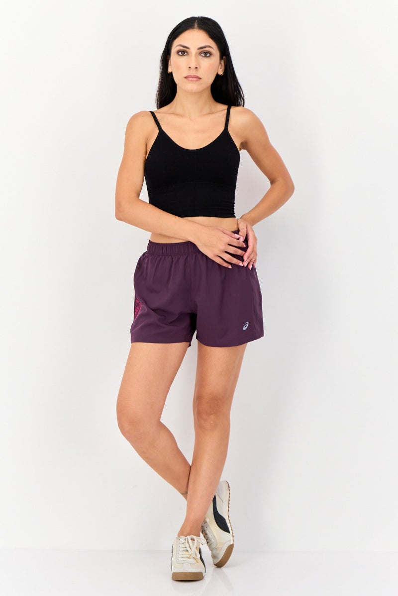 asics Women Sportswear Fit Drawstring Running Shorts, Deep Plum  - Image 2