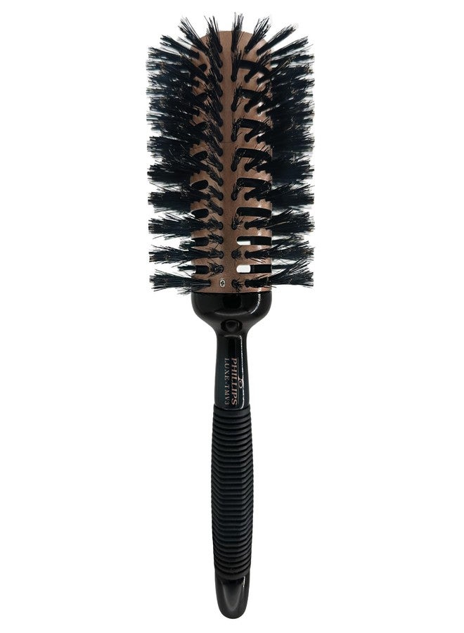 Phillips Brush Luxe Tourmaline Monster Vent 3 Professional Hair Brush (4” Diameter Barrel) - Vented Hairbrush Nylon Reinforced Boar Hair Bristles, Sleek Rose Gold & Black Color - Image 1