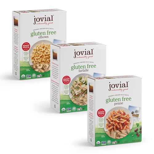 Jovial Brown Rice Farfalle, Penne, & Elbows Pasta - Whole Grain Organic Pasta, Gluten Free, Dairy Free, Made in Italy - 12 Oz, 3 Pack Variety - Image 1