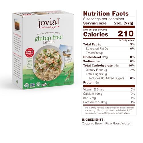 Jovial Brown Rice Farfalle, Penne, & Elbows Pasta - Whole Grain Organic Pasta, Gluten Free, Dairy Free, Made in Italy - 12 Oz, 3 Pack Variety - Image 3