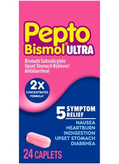 Pepto Bismol Pepto Bismol Ultra For Nausea Heartburn Indigestion Upset Stomach And Diarrhea Relief, 24 Caplets  - Image 1