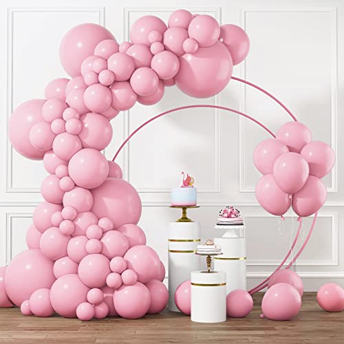 RUBFAC Pastel Pink Balloons Different Sizes 105pcs 5/10/12/18 Inch for Garland Arch, Pink Latex Balloon for Birthday, Wedding, Baby Shower, Gender Reveal, Anniversary Decorations - Image 1
