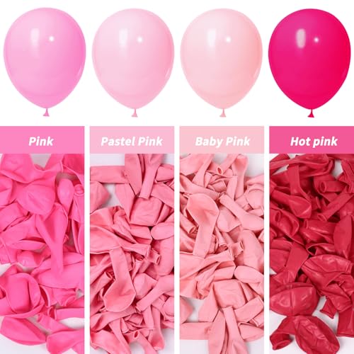 RUBFAC Pastel Pink Balloons Different Sizes 105pcs 5/10/12/18 Inch for Garland Arch, Pink Latex Balloon for Birthday, Wedding, Baby Shower, Gender Reveal, Anniversary Decorations - Image 4