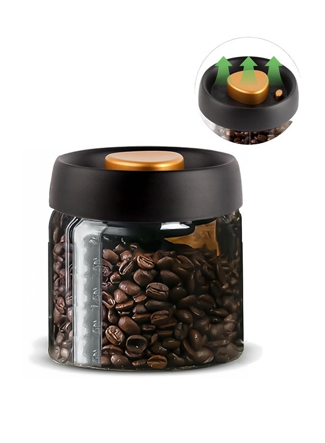 GNAFOTU Glass Canister with Pump Vacuum Lids 500ml for Coffee Beans, Ground Coffee, Tea Leaves, Snacks for Fresh Keeping - Image 1
