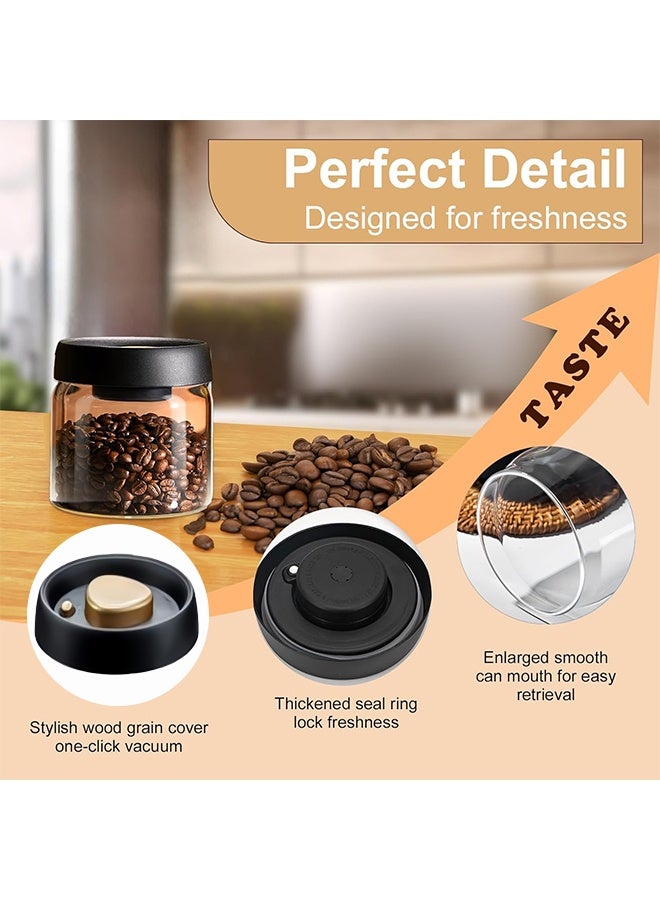 GNAFOTU Glass Canister with Pump Vacuum Lids 500ml for Coffee Beans, Ground Coffee, Tea Leaves, Snacks for Fresh Keeping - Image 3