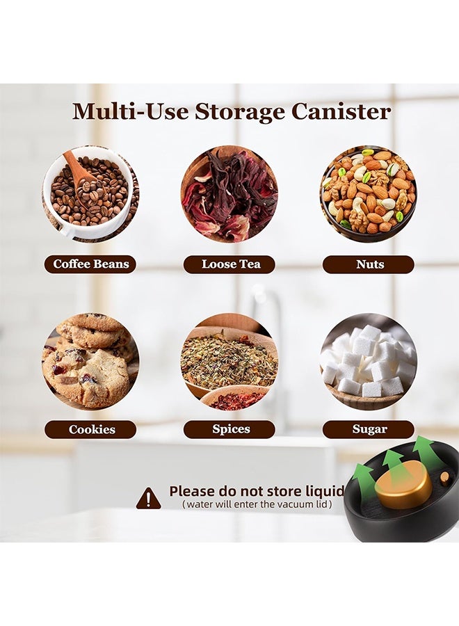 GNAFOTU Glass Canister with Pump Vacuum Lids 500ml for Coffee Beans, Ground Coffee, Tea Leaves, Snacks for Fresh Keeping - Image 2