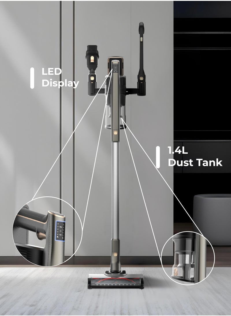GREEN LION - Turbo Pro Vacuum Cleaner 350W / LED Display / 3 Speed Modes / Washable Filter / Significant Battery Capacity / 1.4L Dust Tank Capacity / Motorized Brush / 5-Stage Filtration System - Black - Image 1