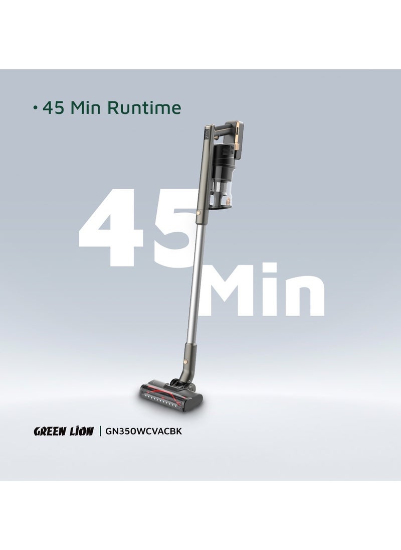 GREEN LION - Turbo Pro Vacuum Cleaner 350W / LED Display / 3 Speed Modes / Washable Filter / Significant Battery Capacity / 1.4L Dust Tank Capacity / Motorized Brush / 5-Stage Filtration System - Black - Image 1
