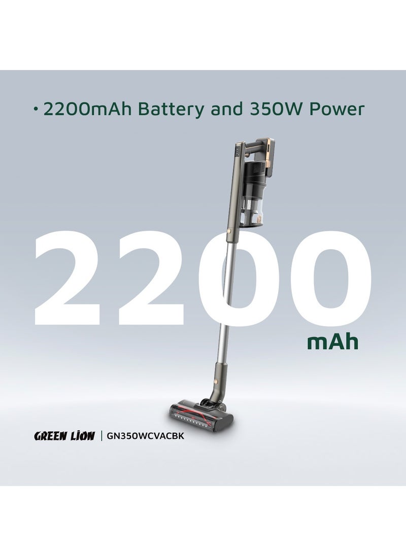 GREEN LION - Turbo Pro Vacuum Cleaner 350W / LED Display / 3 Speed Modes / Washable Filter / Significant Battery Capacity / 1.4L Dust Tank Capacity / Motorized Brush / 5-Stage Filtration System - Black - Image 1