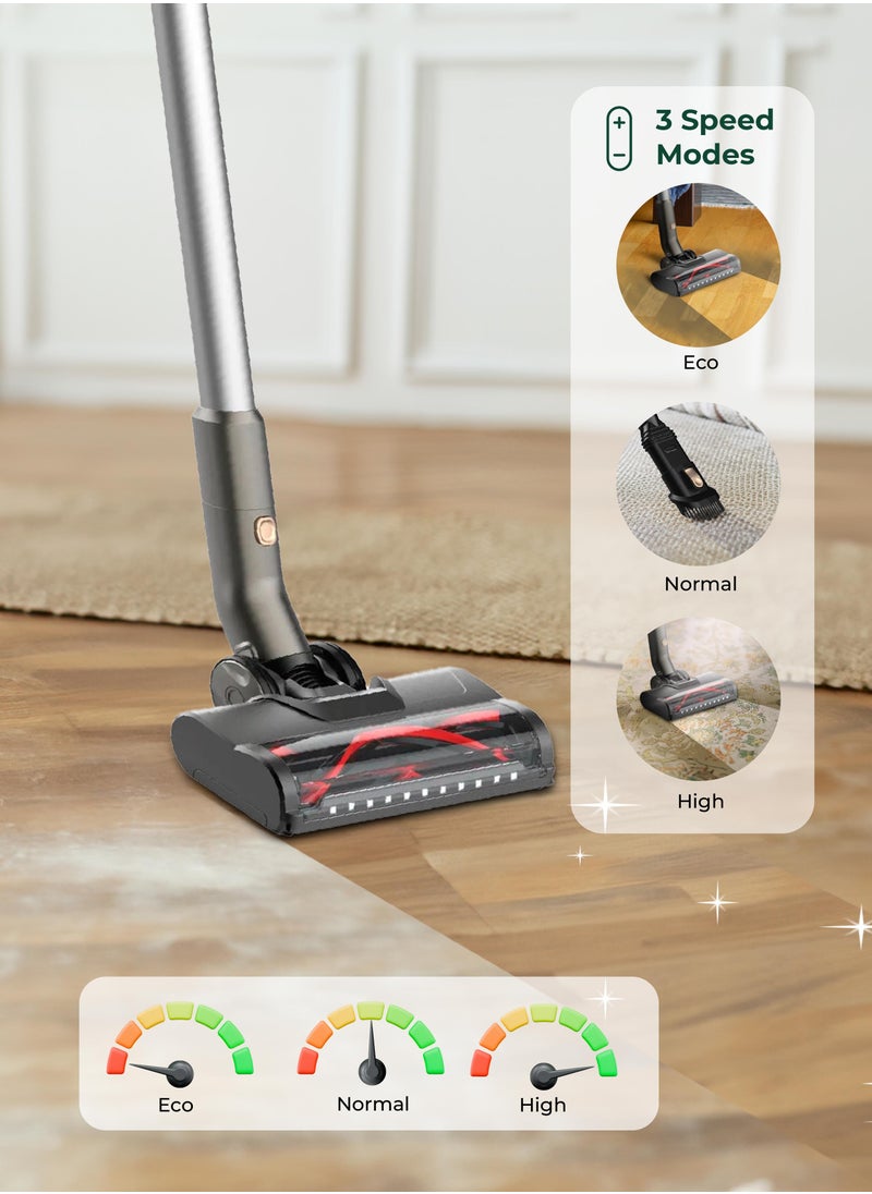 GREEN LION - Turbo Pro Vacuum Cleaner 350W / LED Display / 3 Speed Modes / Washable Filter / Significant Battery Capacity / 1.4L Dust Tank Capacity / Motorized Brush / 5-Stage Filtration System - Black - Image 1