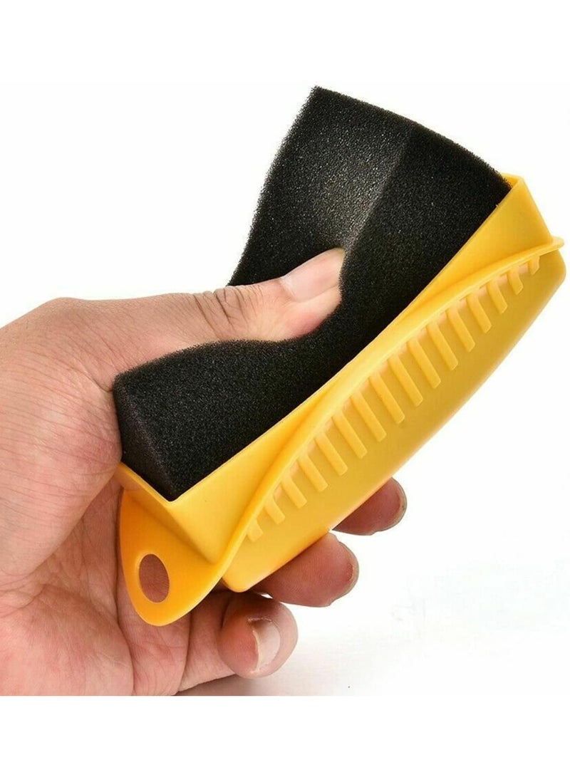 JZS Tire Dressing Applicator Brush, 2 PCS Car Wheel Waxing Sponge With Case Auto Tyre Cleaning Pad, Tire Shine Applicator Ergonomic Design Tire Brush For Tire Gel (Black+Yellow) - Image 2
