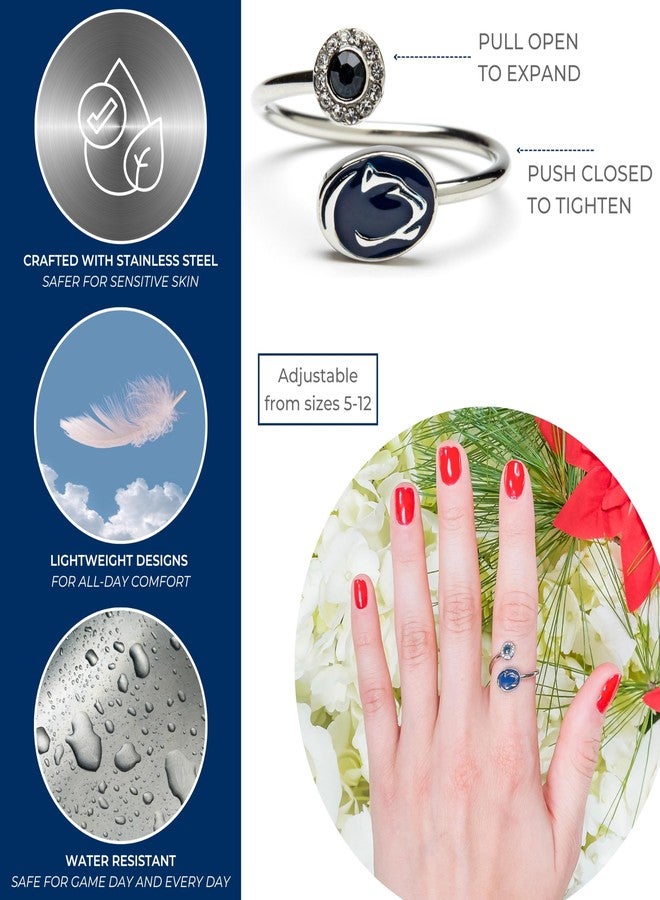 Stone Armory Nittany Lion Penn State Ring for Women - Penn State College Ring with Crystals - Hypoallergenic and Adjustable Sizes 5-12 - Penn State Gifts for Women - Image 2
