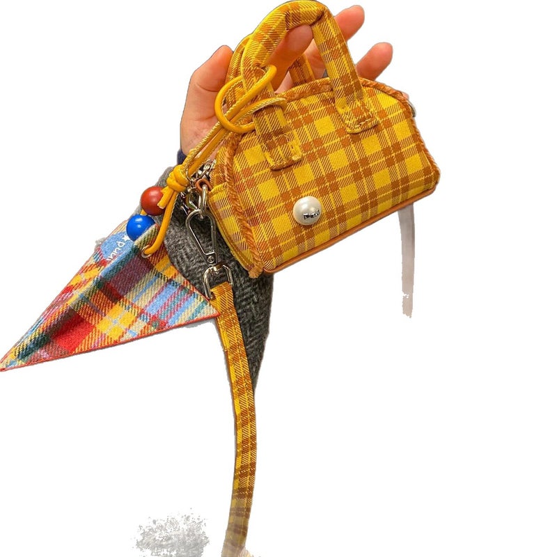 Yellow Plaid Mini Crossbody Bag for Women - Image 4