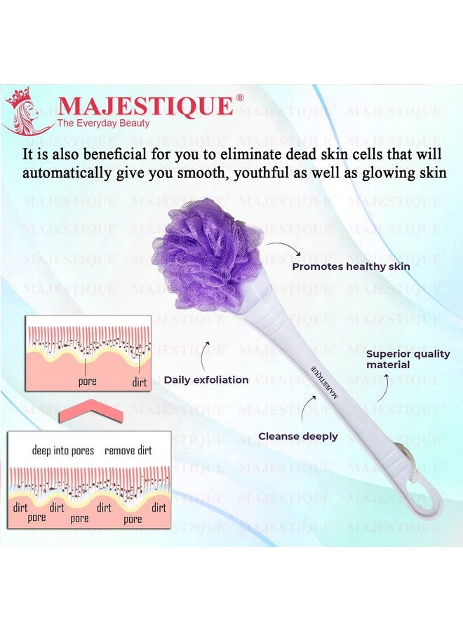 Majestique Body Wash Loofah Sponge For Men & Women With Long Handle | Body Wash Bathing Loofah | Back Scrubber For Bathing | Easy Reach Body Wash Loofah and Lotion Applicator (Orange) - Image 5