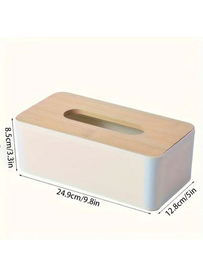 Black Modern Rectangular Tissue Box Holder With Bamboo Lid Plastic Dispenser - Image 3