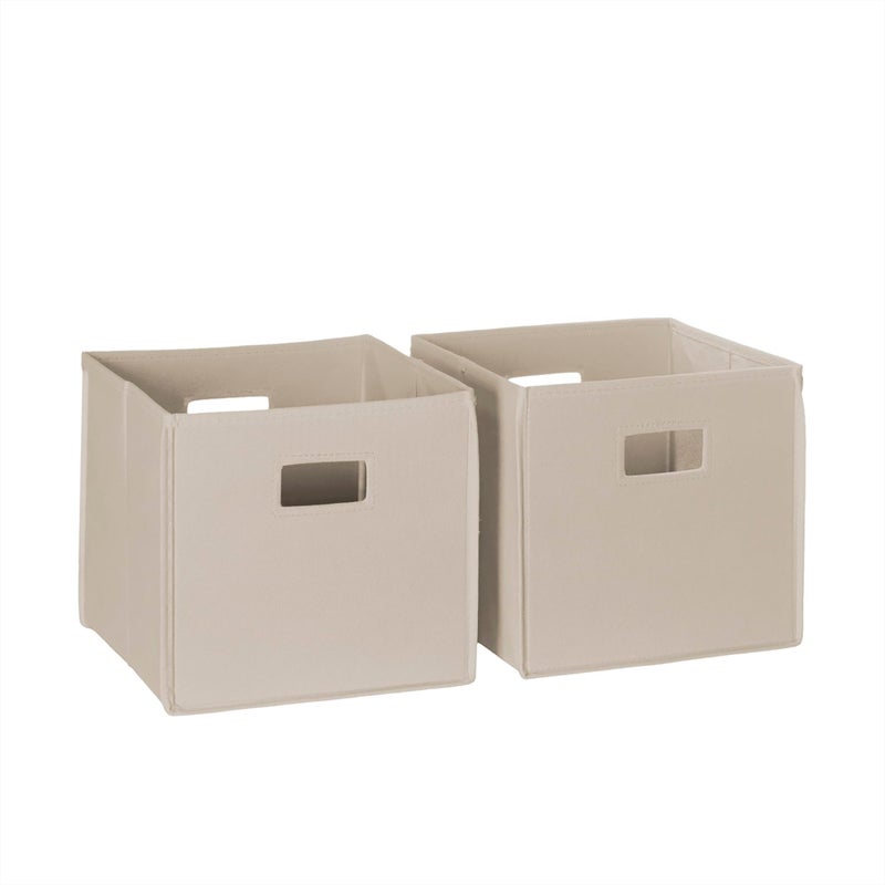 RiverRidge Folding Storage Bins with Handles Taupe Cube Storage Organizer for Closet Bedroom Playroom Closet Organizers and Storage Set of 2