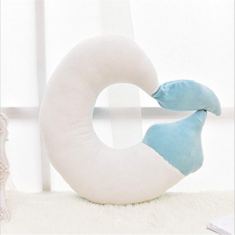 jidachuang Travel Pillows Planes Fox Animal U-Shaped Neck Pillow Plush Fur Warm Cartoon Comfortable Luggage Pillow for Airplanes Car Train (A-Blue) - Image 3