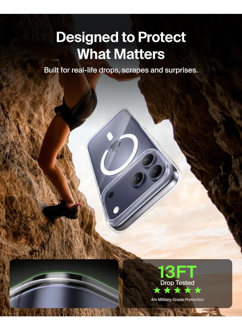 غطاء مغناطيسي شفاف لجهاز iPhone 17 Pro Max، متوافق مع iPhone 17 Pro Max مع MagSafe، غطاء هاتف ضد الصدمات خلفي شفاف. - Image 3