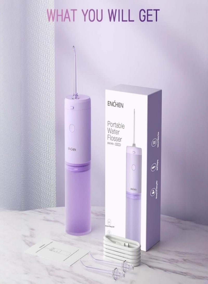 إنشن جهاز تنظيف الأسنان بالماء اللاسلكي من ENCHEN مزود بثلاثة أوضاع/ثلاثة رؤوس نفث، جهاز ري فموي مقاوم للماء - Image 4