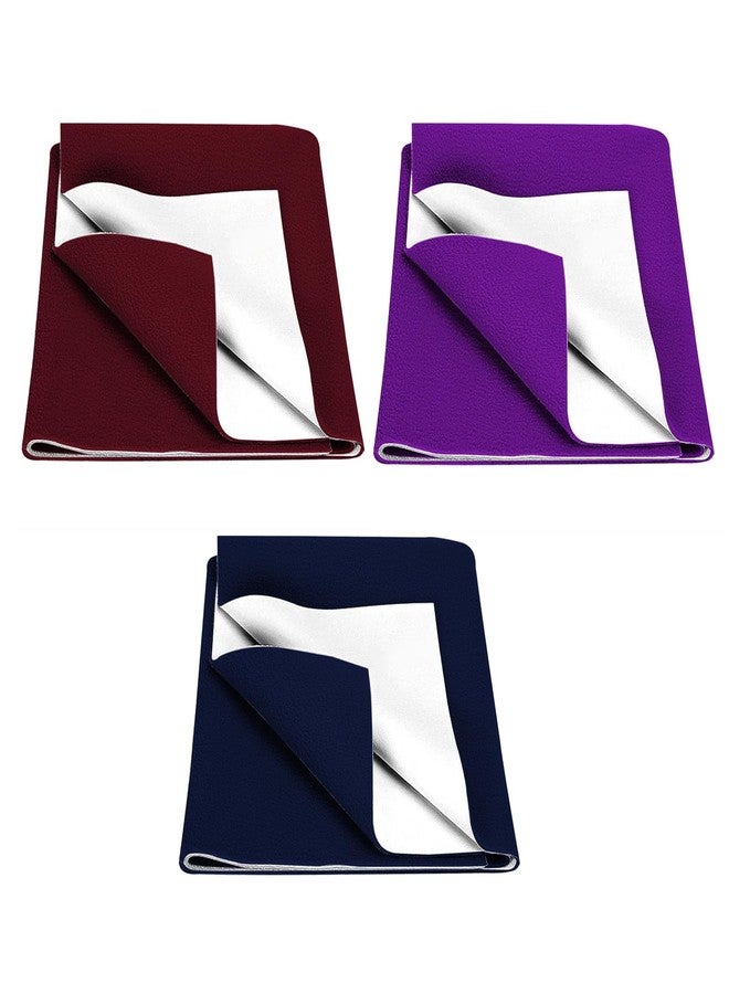 BabyMoo Baby Moo Instadry Waterproof Baby Dry Sheet, Large Size 142x102 cm, Extra Absorbent Quick Dry Sheet for New Born, Anti-Piling Fleece for Baby, Bed Protector, Pack of 3, Maroon, Amethyst & Navy Blue - Image 1