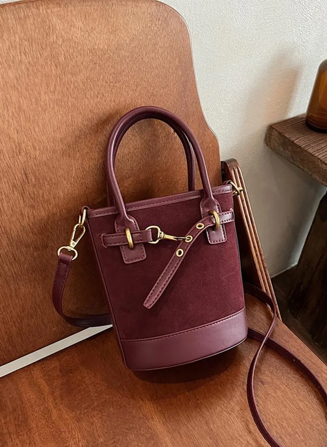 Take Two Burgundy Crossbody Bag with Buckle Detail