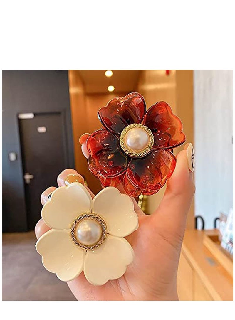 KASTWAVE 6 Pieces Small Acrylic Hair Claw Clips Flower Shaped Plastic Jaw Clips Non Slip Tortoise Hair Clamps Barrette Hair Accessories for Women Girls Headwear - Image 4