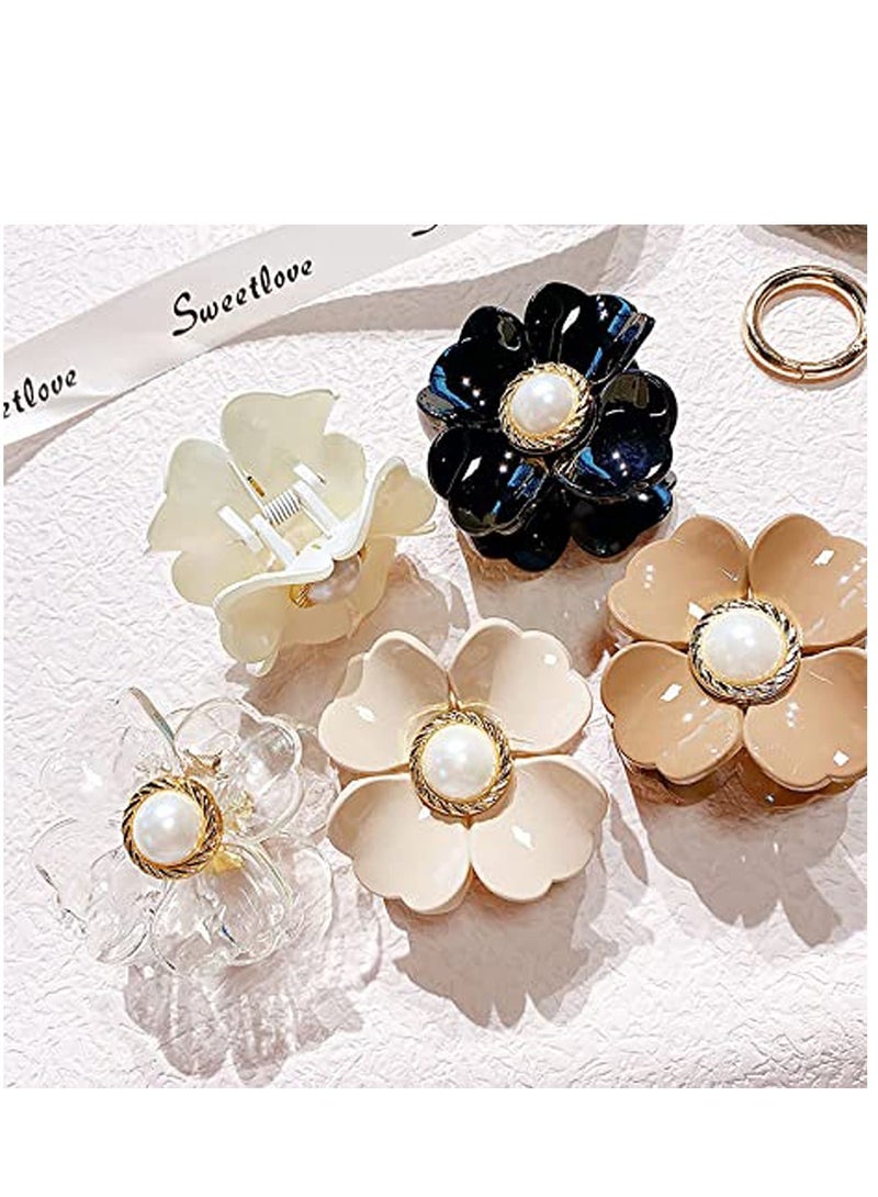 KASTWAVE 6 Pieces Small Acrylic Hair Claw Clips Flower Shaped Plastic Jaw Clips Non Slip Tortoise Hair Clamps Barrette Hair Accessories for Women Girls Headwear - Image 5