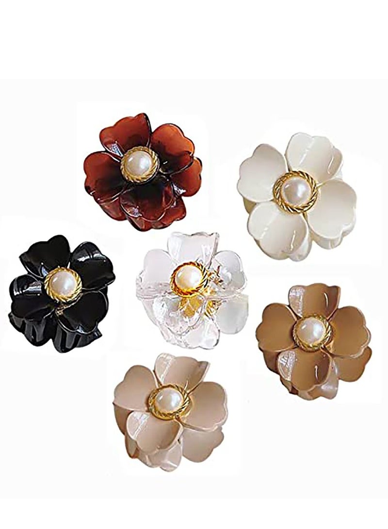 KASTWAVE 6 Pieces Small Acrylic Hair Claw Clips Flower Shaped Plastic Jaw Clips Non Slip Tortoise Hair Clamps Barrette Hair Accessories for Women Girls Headwear - Image 1
