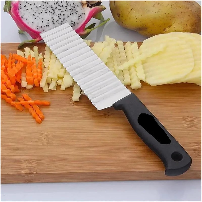 Stainless Steel Wave Knife Professional Potato，Compatible ForCutter Corrugated Ripple - Image 2