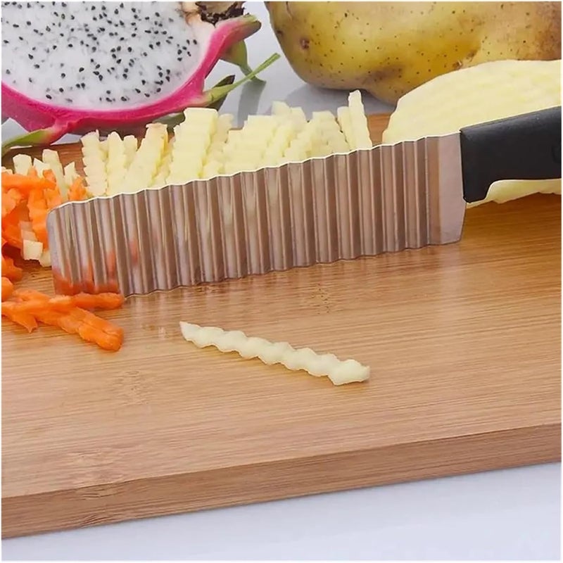 Stainless Steel Wave Knife Professional Potato，Compatible ForCutter Corrugated Ripple - Image 4