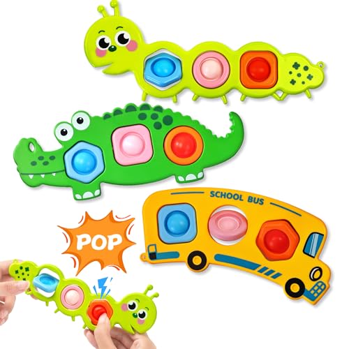 Chilvil 3PC Fidget Popper Sensory Toys Airplane Travel Activities for Toddlers Goodie Bags Pop it Fidget Toys for 12 Month Babies 1 2 3 Year Old Girls Boys Valentine Gift Easter Basket Stuffer Gift - Image 1