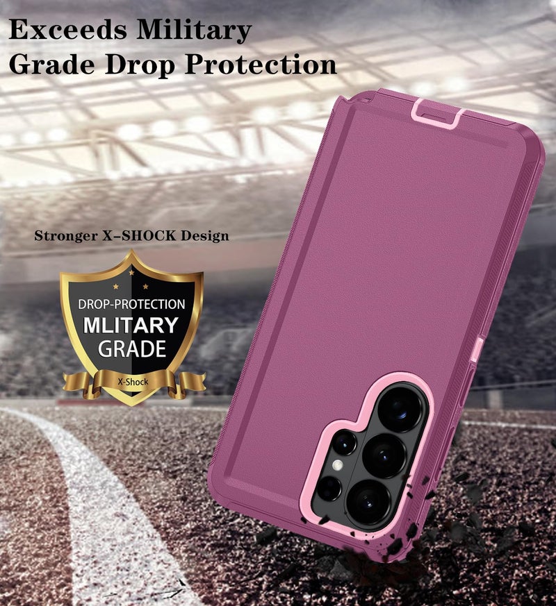 ONOLA Phone Case for Samsung Galaxy S26 Ultra Case with HD Screen Protector, Heavy Duty Shockproof & Dropproof 3-Layer Cover Phone Case for Galaxy S26 Ultra 6.9'',WineRedPink - Image 3