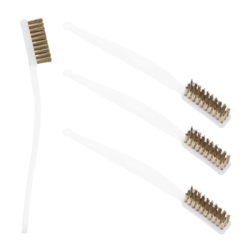 4pcs Small Brass Wire Brush Set Metal Paint Rust Remover Industrial Cleaning Tool - Image 2