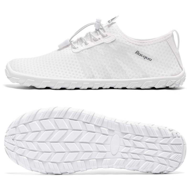 Racqua Womens Water Shoes Quick Dry Barefoot Beach Swim Shoes Lightweight Surfing Diving Kayaking Yoga Sports Aqua Shoes White 10 Women/9 Men - Image 4