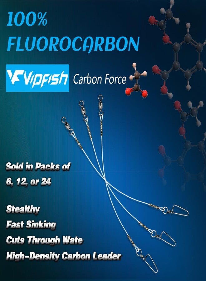 Vipfish Fishing Fluorocarbon Leader with Crane Swivel and Snaps - Heavy Duty 20-80lb Fluorocarbon Leader Connects Lures, Bait, or Hooks for Saltwater & Freshwater Fishing (12, 18in-44lb) - Image 4