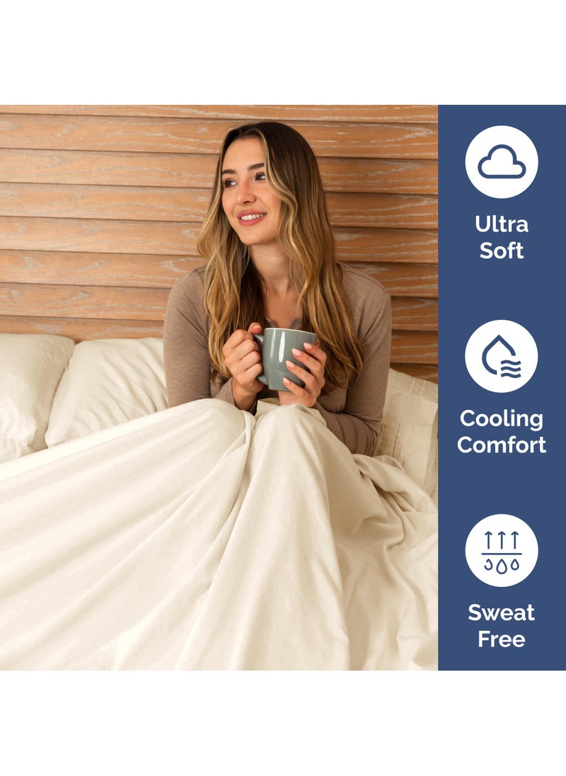 Extra Deep Split King Sheet Set - 7 Piece Breathable and Cooling Sheets - Hotel Luxury Bed Sheets Set - Easy Fit - Soft  Wrinkle Free and Comfy Sheets Set - Off White Sheet Set with Extra Deep Pockets