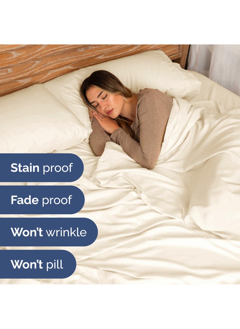 Extra Deep Split King Sheet Set - 7 Piece Breathable and Cooling Sheets - Hotel Luxury Bed Sheets Set - Easy Fit - Soft  Wrinkle Free and Comfy Sheets Set - Off White Sheet Set with Extra Deep Pockets