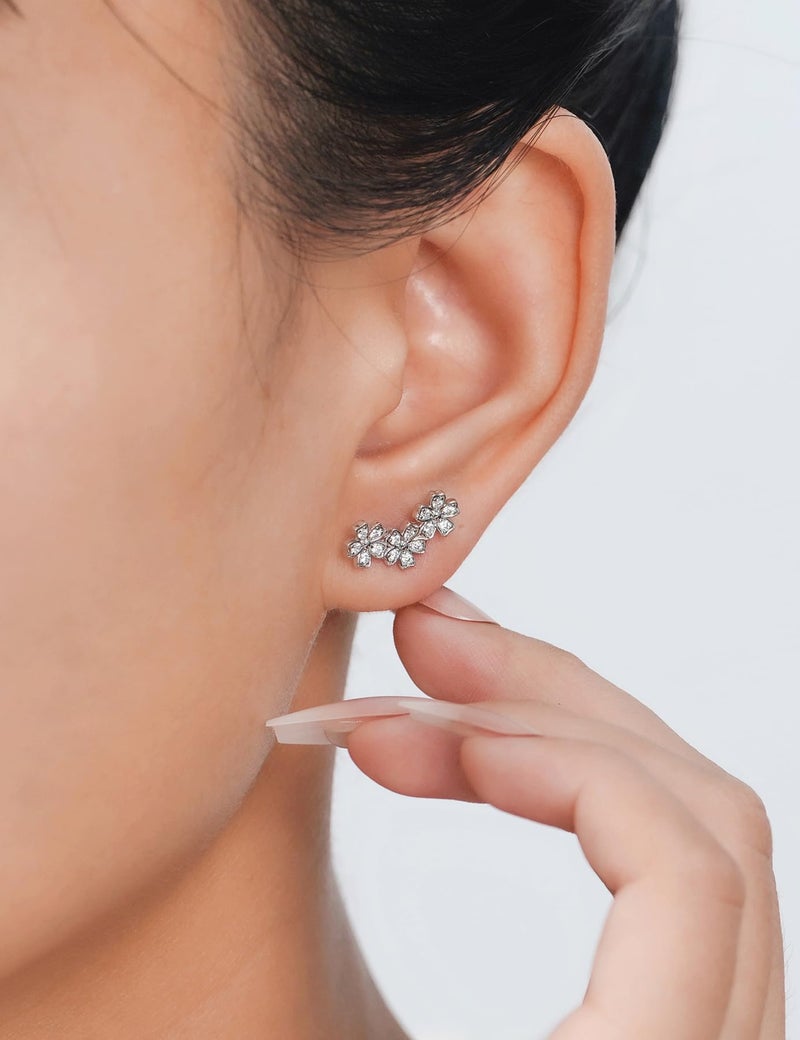 IMOLOVE Moissanite Stud Earrings for Women, Fashion 0.3 Carat Everyday Sterling Silver Stud Earrings Trendy Elegant Hypoallergenic Earrings for Women with 18k White Gold Plated - Image 3
