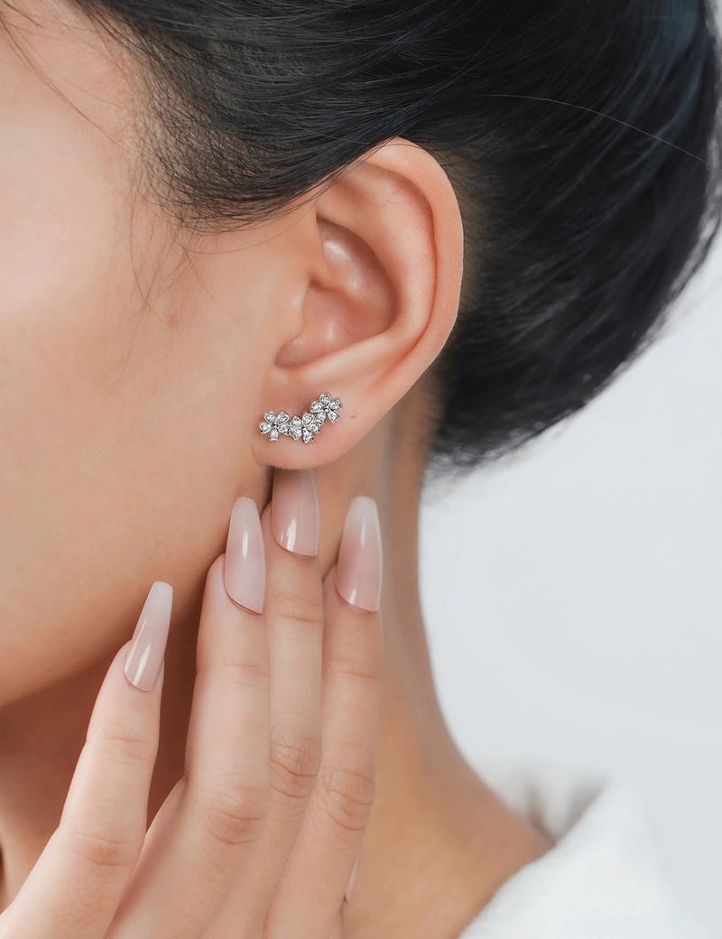 IMOLOVE Moissanite Stud Earrings for Women, Fashion 0.3 Carat Everyday Sterling Silver Stud Earrings Trendy Elegant Hypoallergenic Earrings for Women with 18k White Gold Plated - Image 5