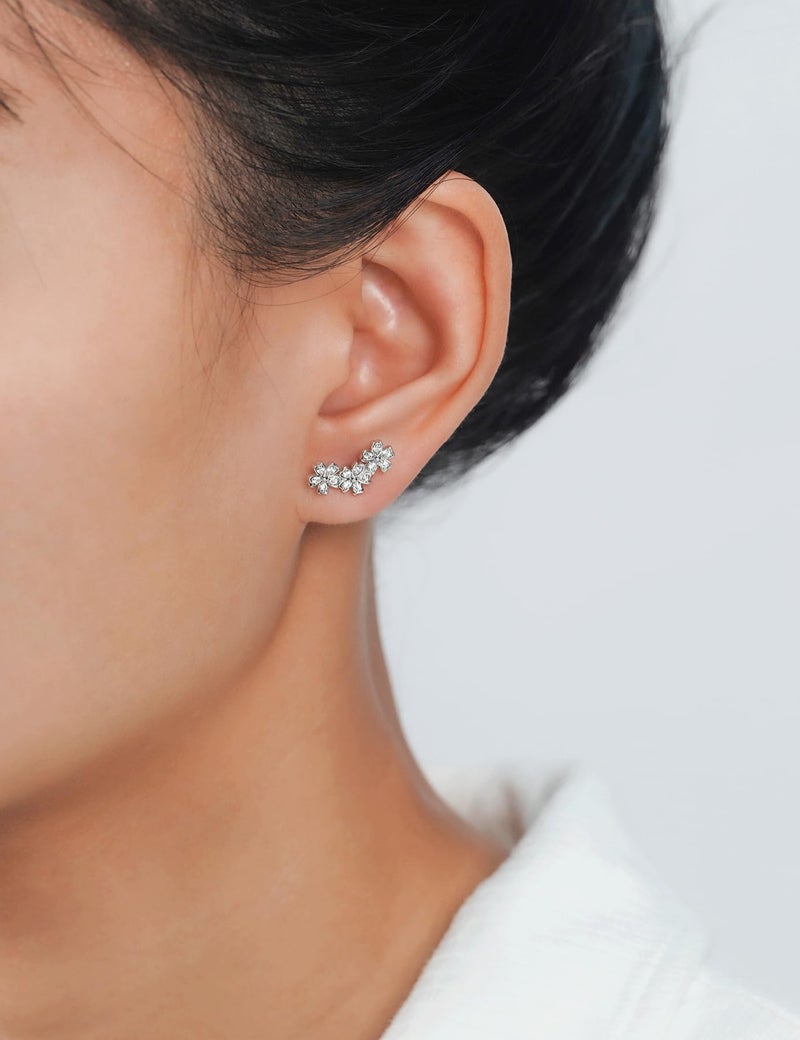 IMOLOVE Moissanite Stud Earrings for Women, Fashion 0.3 Carat Everyday Sterling Silver Stud Earrings Trendy Elegant Hypoallergenic Earrings for Women with 18k White Gold Plated - Image 4