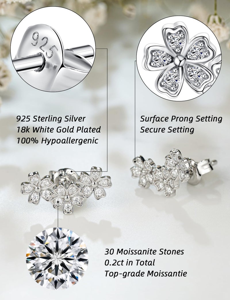 IMOLOVE Moissanite Stud Earrings for Women, Fashion 0.3 Carat Everyday Sterling Silver Stud Earrings Trendy Elegant Hypoallergenic Earrings for Women with 18k White Gold Plated - Image 2