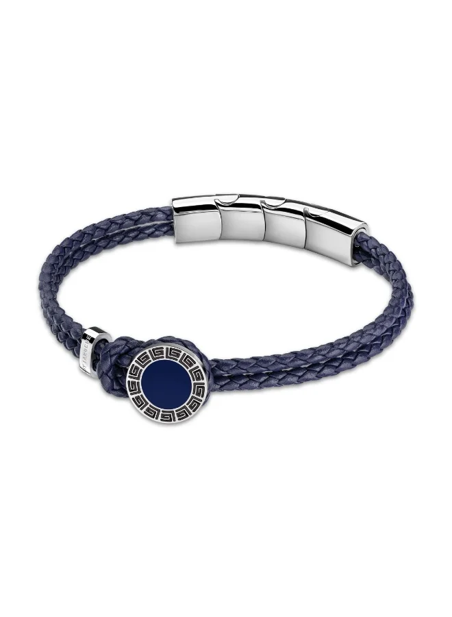 غاي لاروش Marc Blue Braided Leather Bracelet for Men