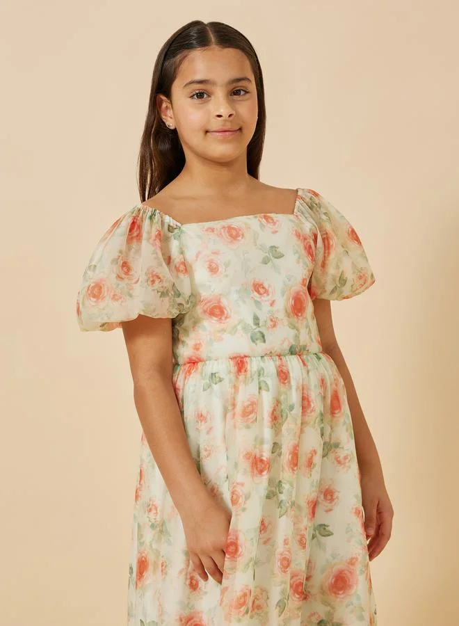 Styli Floral Chiffon Dress