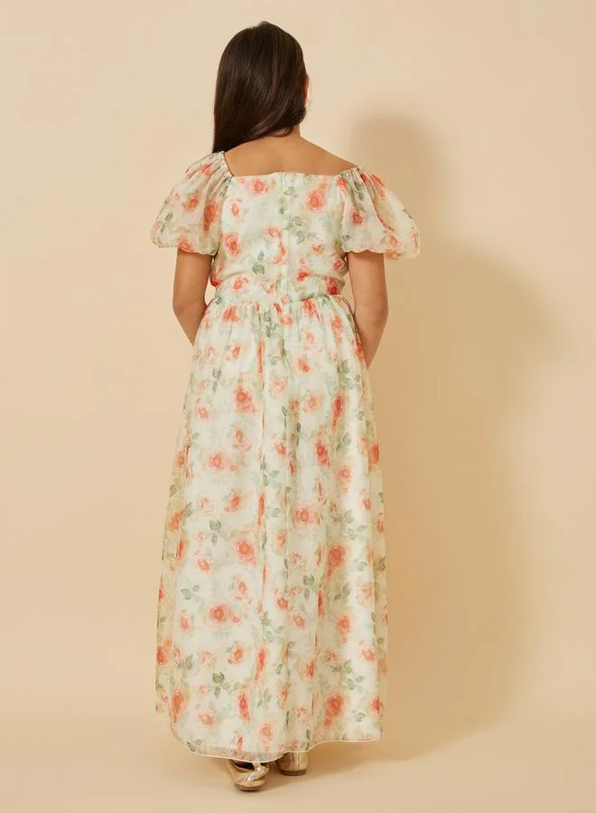 Styli Floral Chiffon Dress