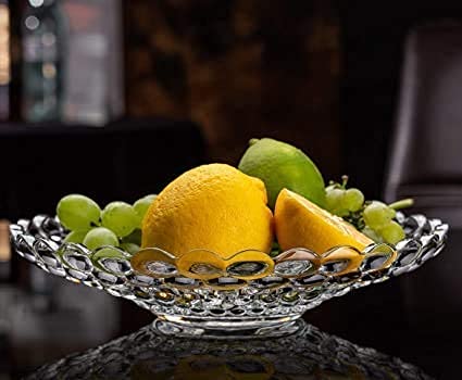 BIG CART Glass Fruit Bowl Plate for Dining Table Crystal Decoration Serving Dry Fruits Bowl Set Flower Shaped Gifting Dining Table Glass Serving Vegetable and Fruit Bowl Tray 22 x 45 cm - Image 2